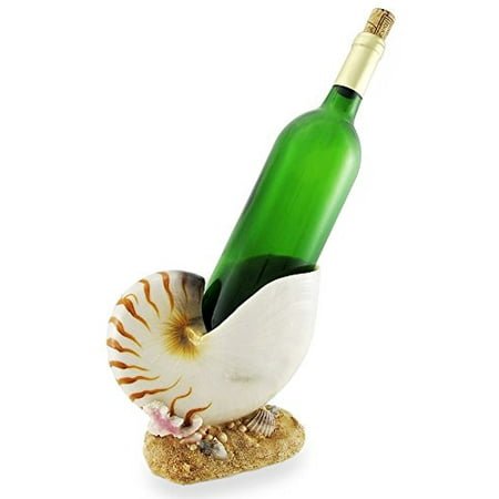 24 Coral Shell - Ocean Coral Reef Beautiful Giant Nautilus Sea Shell Wine Oil Bottle Holder Figurine Kitchen For Wine Enthusiasts Marine Life Lovers Surfers and Nautical Home Decor