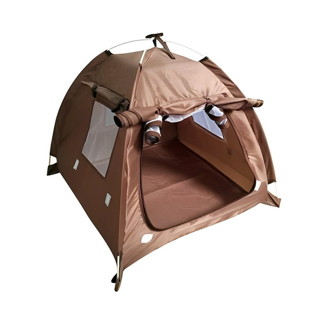 Greeniant Tienda de campaña para mascotas al aire libre, transpirable, lavable, cama plegable, cachorro, impermeable, perros pequeños y Hábitats y jaulas para animales pequeños M/Color café