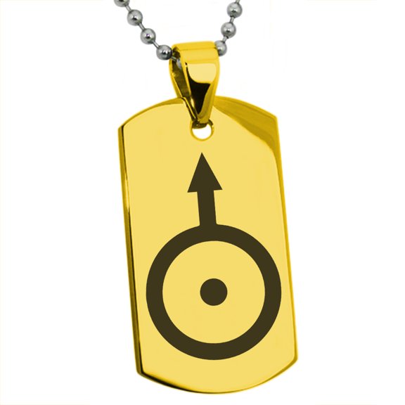 Stainless Steel Solar System Planetary Uranus Engraved Dog Tag Pendant Necklace