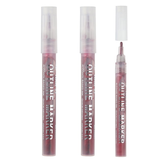 Metallic Marker Pens, 3 Pack Paint Pens Medium Point Colored Markers Art Marker Pen, Red Silver