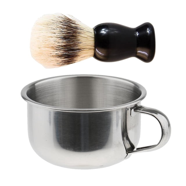 Taza de Acero para Afeitado CUTICAT Conjunto de Cepillo de Afeitar
