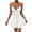 White, variant on Women's Spaghetti Strap V-Neck Mini Dress Ruched Waist Fit and Flare Casual Party Graduation Dress