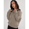 thumbnail image 3 of Sudadera Trendy Queen de gran tamaño con media cremallera para mujer, 3 of 5
