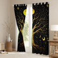 thumbnail image 3 of Homewish Boho Tree of Life Blackout Curtains, Moon Stars Sun Curtains Pack of 2 (42x84 Each), Gold Black, 3 of 5