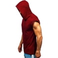 thumbnail image 4 of iOPQO Tank Tops Men Men Fitness Muscle Solid Sleeveless Hooded Bodybuilding Tight-drying TopsSummer Tops Mens T Shirt M, 4 of 9