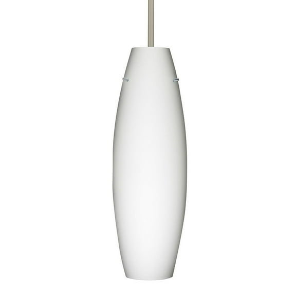 1TT-412707-SN-Besa Lighting-Suzi 18 - 1 Light Stem Pendant In Contemporary Style-18 Inches Tall and 6 Inches Wide-Satin Nickel Finish-Opal Matte Glass