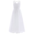thumbnail image 2 of iEFiEL Kids Flowy Flower Girl Dress Cutout Back Wedding Birthday Party Dress White 14, 2 of 7