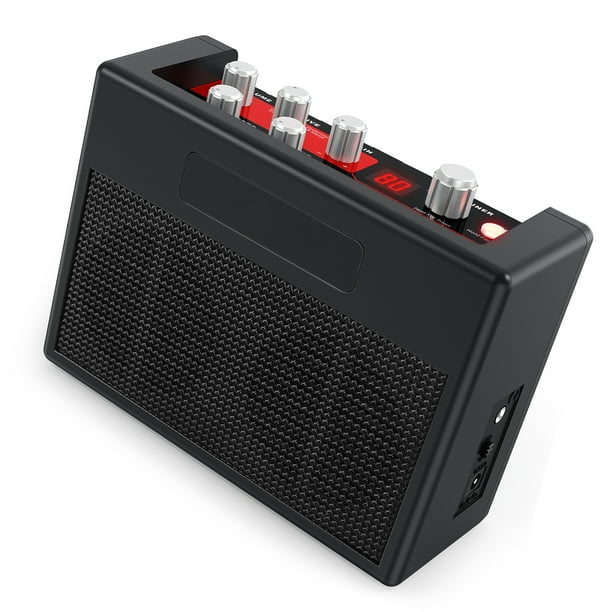 Dispositivo de audio POCKAMP Amplificador de guitarra portátil, 5 vatios, multiefectos integrados, 80 ritmos de batería, compatible con el afinador, funciones de tap tempo con entrada auxiliar, salida TOMSHOO Dispositivo de audio