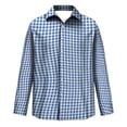 thumbnail image 5 of Stretch Fabric Checkered Long Sleeve Button Up Shirt for Men Classic Gingham Pattern Lapel Collar Regular Fit Lightweight Business Work Casual Easy Outfit Pairing Shirts 3XL, 5 of 6
