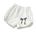 thumbnail image 3 of Girls Cute Printed Sweat Shorts, Elastic High Waist Curved Split Hem Loose Fit Summer Casual Bottoms, Breathable Kids Play Shorts for Daily Wear(White4,7-8 Years), 3 of 3