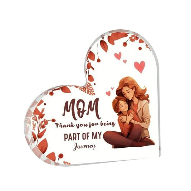 Placa acrílica de agradecimiento con de corazón, regalo para mamá de hija e hijo, recuerdo creativo significativo para regalo de cumpleaños