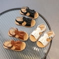 thumbnail image 5 of Xfvqtps Girls Sandals Open Toe Tassels Hook and Loop Buckle Princess Solid Color Soft Sole Non Slip Comfortable Breathable Summer Leather Flats for 15 Months-6 Years Brown, 5 of 5