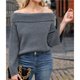 thumbnail image 4 of Suéter de Mujer con Hombros Descubiertos, Larga, Estilo Suéter de Punto Suelto, Ideal para Otoño de 2025. Gris S, 4 of 8