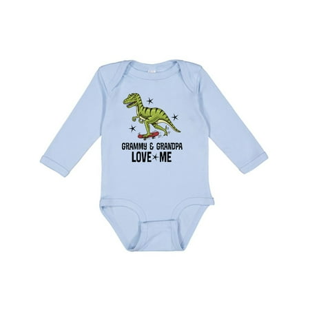 

Inktastic Grammy and Grandpa Love Me Dinosaur Grandson Gift Baby Boy Long Sleeve Bodysuit