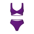 thumbnail image 4 of Daiia Purple Women's Bikini Set Two Piece Swimsuit High Waisted Bikini Adjustable Straps Bikini Perfect for Beach, Pool, and Summer Vacation-, 4 of 9