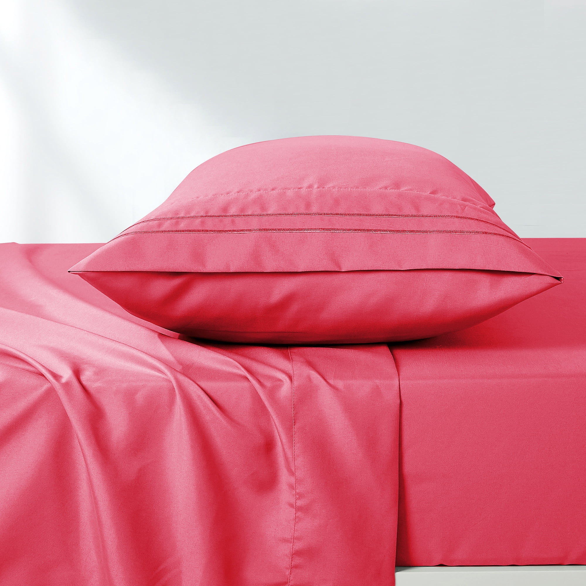 4-Piece Set Bed Sheets, Bedding with Fitted Sheet, Flat Sheet & Pillowcases
