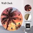 thumbnail image 4 of ZXCXRQFa Beach Palm Tree Sunset Wood Wall Clock Silent Non-Ticking Kitchen Desk Clock Battery Operated Analog Decorative Round Clocks 10 in Garden Home Decor, 4 of 7