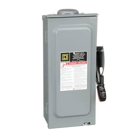 Square D - H361RB Interrupteur de Sécurité Robuste, Gris, Fusible, 30-Ampères, 600V, 3 Pôles, 20 HP, Extérieur