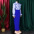 thumbnail image 4 of AURA Women Floral Print Long Sleeve Maxi Skirt Set S-XXXL Elegant Tie Waist Two Piece Outfit, 4 of 10