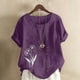 thumbnail image 1 of Karight Womens Cotton Gauze Shirt Dandelion Print Summer Beach Blouse Short Sleeve Casual Loose Comfy Tunic Tops Plus Size, 1 of 4