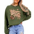 thumbnail image 5 of Football Season Sweatshirt Women Coquette Bow Pennant Game Day Crewneck, Army Green Sweatshirt, S, 5 of 8