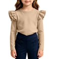 thumbnail image 5 of YOUYEDIAN Girls Long Sleeve Shirt Toddler Soft Comfy Crewneck Tops with Ruffle Trim, 5 of 5