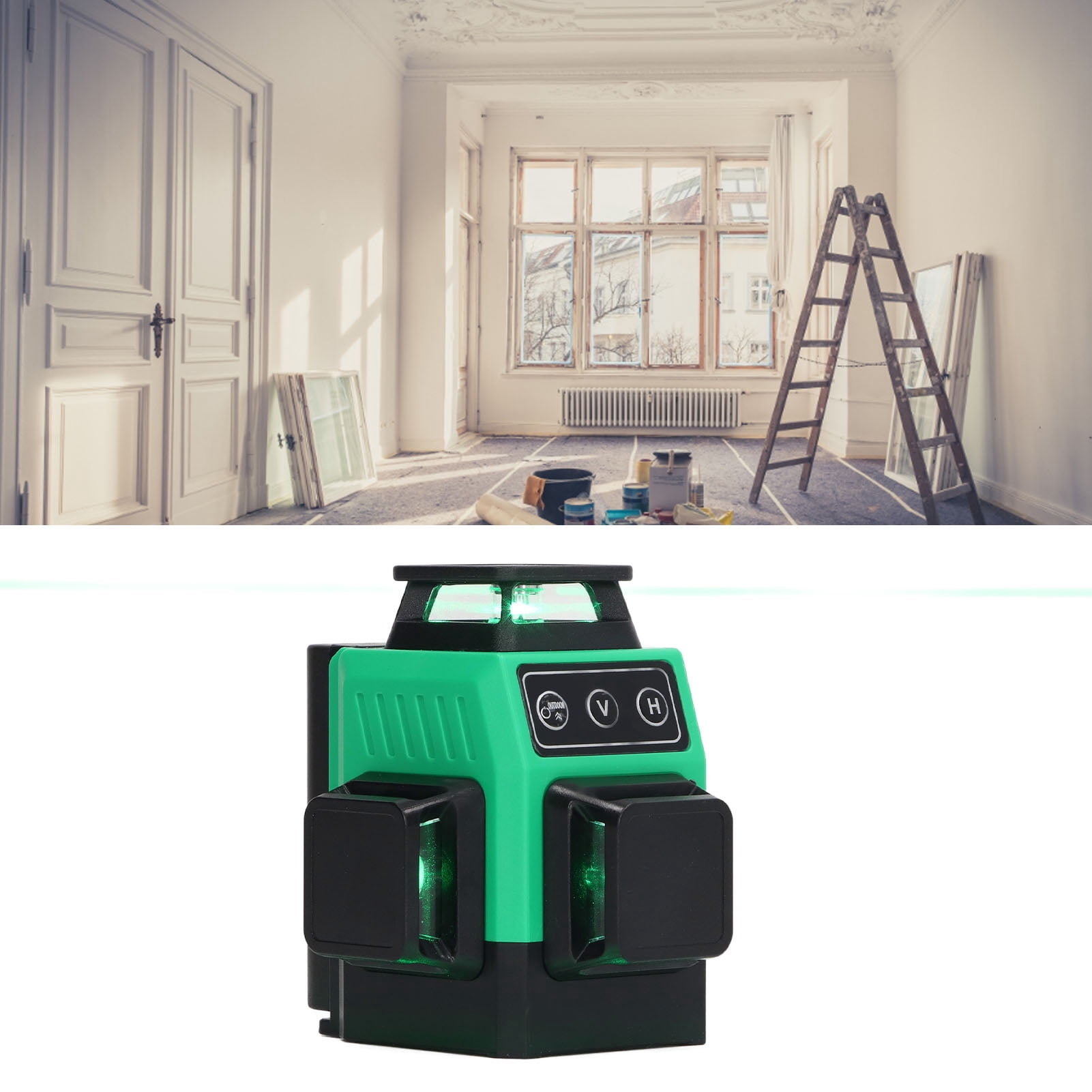 Riousery 12-Line Green Beam Measurement Laser Leveler, Self-Leveling Cross Line Tool with Remote Control, Built-in Battery, IP54 Water and Dust Resistant, 360 Degree Coverage for Construction & DIY