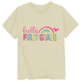 thumbnail image 5 of ibiyuan Kid Girls First Day Of School Shirt Funny Short Sleeve Back To School Shirt Kids Girl Cotton T-Shirt Pencil Graphic Tee Tops Classic-Fit Hello Kindergarten, 5 of 5