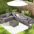 thumbnail image 3 of U-HOMY 7-Piece Patio Sectional Sofa Set with Cushions and Adjustable Backrest, Wicker Rattan Outdoor Furniture for Backyard, 3 of 9
