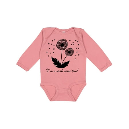 

Inktastic I m a Wish Come True Dandelion in Black Gift Baby Boy or Baby Girl Long Sleeve Bodysuit