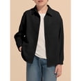 thumbnail image 3 of Boys Long Sleeve Dress Shirts Collared Button Down Shirt School Uniform Shirts with Chest Pocket Black,6-7 Years, 3 of 6