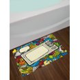 thumbnail image 2 of Hip Hop Bath Mat, 90s Theme Retro Style Linear Drawn a Vintage Television and Speech Bubble, Plush Bathroom Decor Mat with Non Slip Backing, 29.5" X 17.5", Multicolor, by Ambesonne, 2 of 2