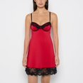 thumbnail image 1 of Satin Opulent Lace Slip in Crimson, 1 of 5