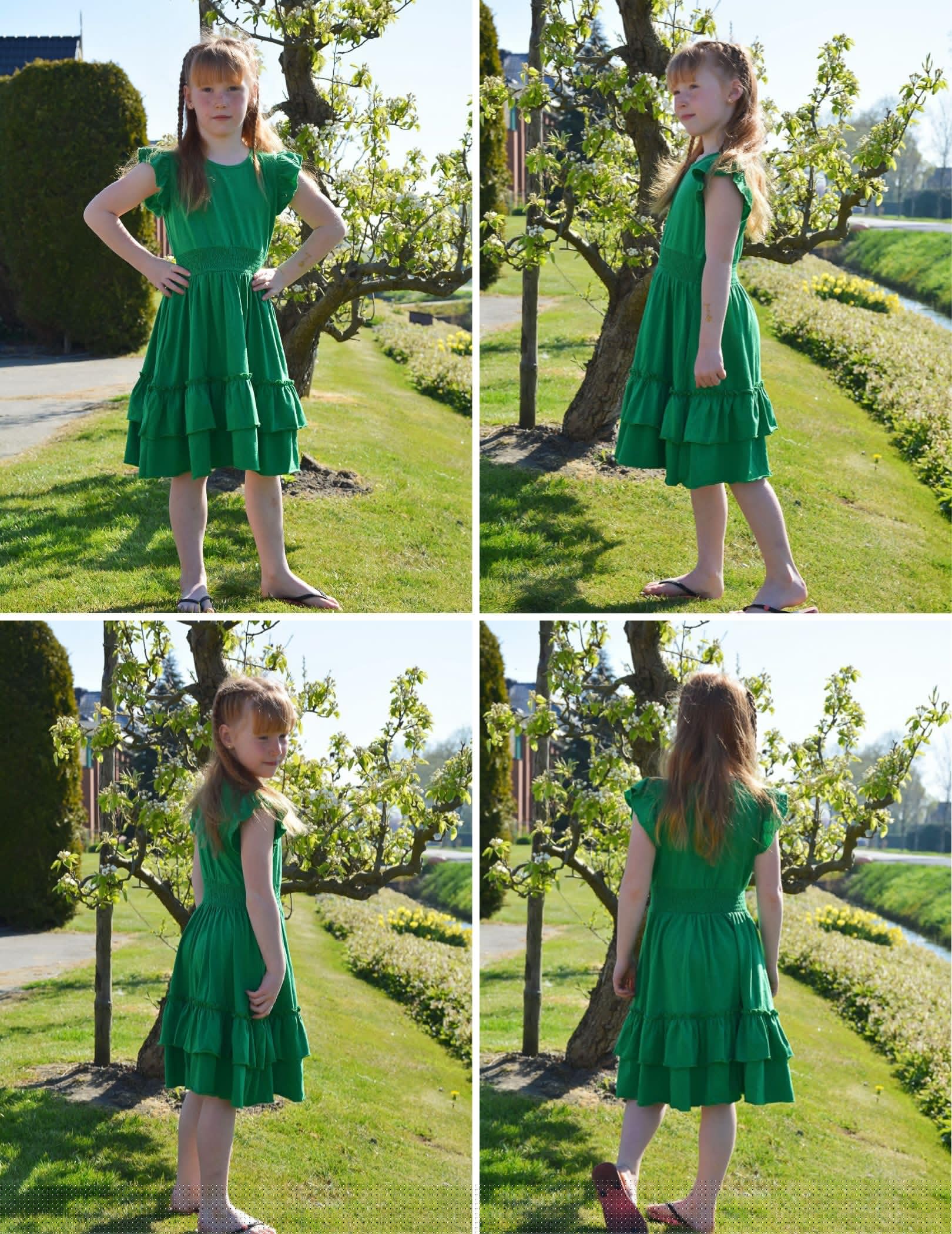 thumbnail image 3 of Arshiner Girls Dresses Flutter Sleeve A-Line Sundress Casual Summer Tiered Swing Midi Pocket Dress, 3 of 6