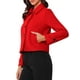 thumbnail image 4 of ABRIGO CORTO REFINADO PARA MUJER Con solapa, cierre de botón de un solo pecho, color rojo, talla XS, 4 of 6