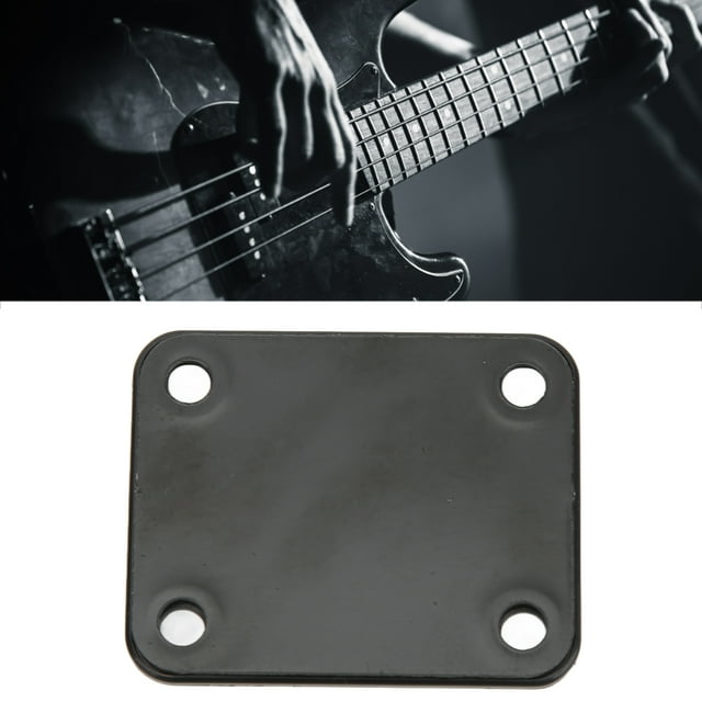 Neck Electric Guitar Neck Plate Square Metal Back Mounting 4 Holes with Screws Bass Parts