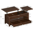 thumbnail image 3 of 47.2 Inch Lift Top Coffee Table, Adjustable Height Wooden Center Table with 2 Drawers, Hidden Compartment and Open Shelf for Living Room Home Office, 3 of 9