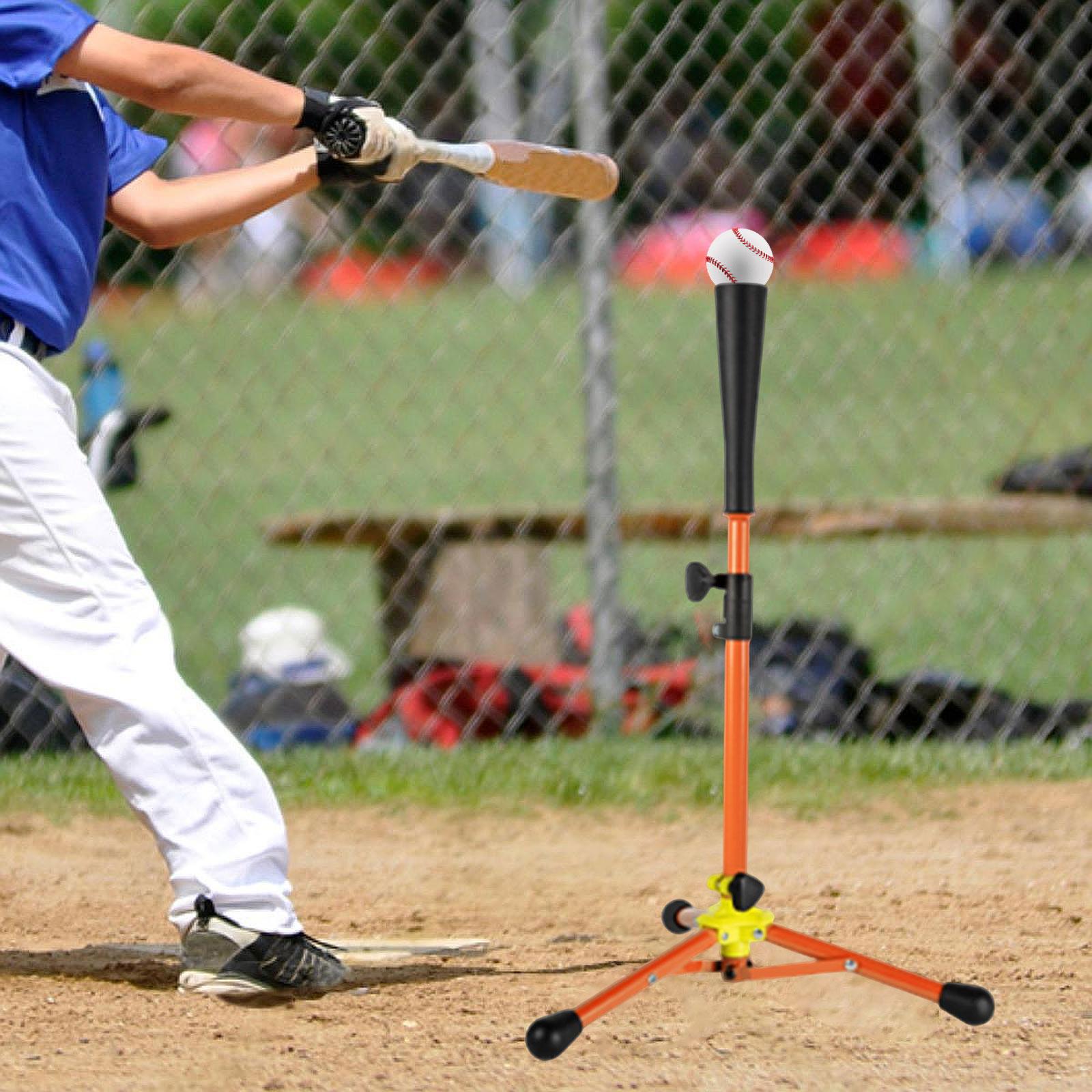 Dualoai Baseball Batting Tee with Carry Bag, Adjustable, Convenient, Portable, Foldable, Orange