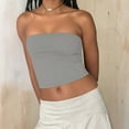 thumbnail image 5 of FRSASU Womens Strapless Tube Tops Basic Backless Sleeveless Solid Color Going Out Fashion Cute Summer Clothes Gray L(L), 5 of 9