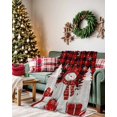 thumbnail image 2 of Christmas Red Snowman Flannel Blanket for Bed,Travel and Camping, White Pine Tree Xmas Balls Snow Plaid Super Soft Cozy Blanket for All Seasons 32" x 48", 2 of 6