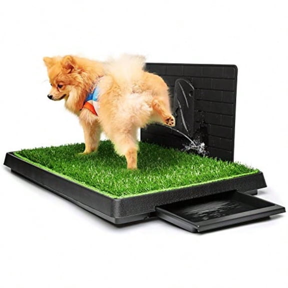Dog Grass Pad With Tray Large Puppy Turf Potty Reusable Training Pads With Pee Baffle Artificial Grass Patch For Indoor And Outdoor Use Ideal For Small And Medium Dogs 30*20