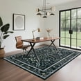 thumbnail image 3 of Garvee Floral Printed Area Rugs 8x10 Botanical Carpet, Farmhouse Flower Rug Washable Rug with Non Slip TPR Backing, Low Pile Modern Floor Mats for Living Room Bedroom Home Decor, Black, 3 of 8
