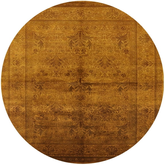 Ahgly Company Indoor Round Mid-Century Modern Mahogany Brown Oriental Area Rugs, 3' Round