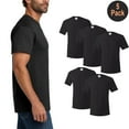 thumbnail image 1 of Hanes T-Shirt Essentiel à Manches Courtes à Col Rond, T-Shirt Classique Noir 100 % Coton pour Homme, Lot de 5, L, 1 of 5