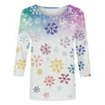 thumbnail image 5 of VKOYWKM Womens Christmas T-Shirts Xmas Snowflake Graphic Tees 3/4 Length Sleeve Women Tops Casual Crew Neck Holiday Tunic Blouses, 5 of 5