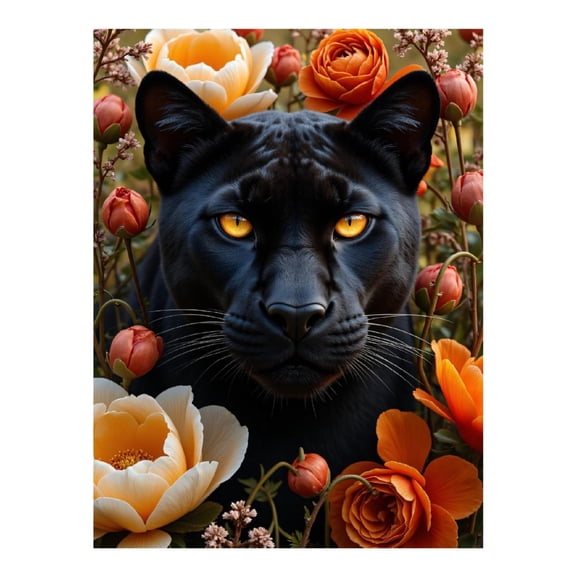Diamond Art Kit for Adults, Panther Floral Portrait Diamond Painting for Adults Beginners, DIY Diamond Art Painting Kits, 5D Diamond Painting Crafts for Home Decor 12x16 Frameless