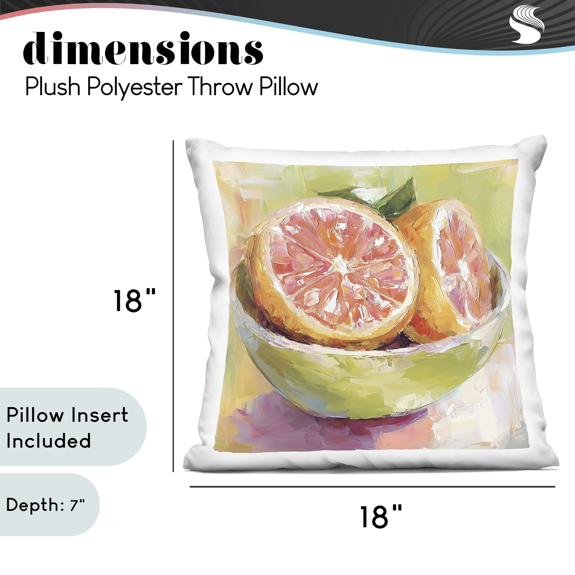 Stupell Industries Sliced Grapefruit in Bowl Decorative Printed Throw Pillow, design by Riley B, 18 x 7 x 18