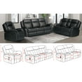 thumbnail image 5 of Hybition 3-Piece Living Room Set, PU Leather Reclining Sofa Set, Hidden Console with Cup Holders, Storage Box-Color:Black, 5 of 7