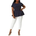 thumbnail image 4 of Unique Bargains Women's Plus Size Short Sleeves Polka Dots Peplum Blouse, 4 of 6