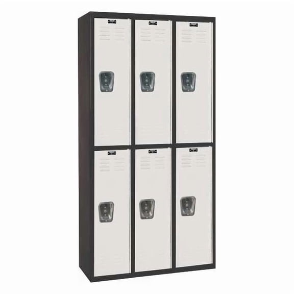 Wardrobe Locker, 36 in W, 18 in D, 72 in H, (2) Tier, (3) Wide, Light Gray/Black
